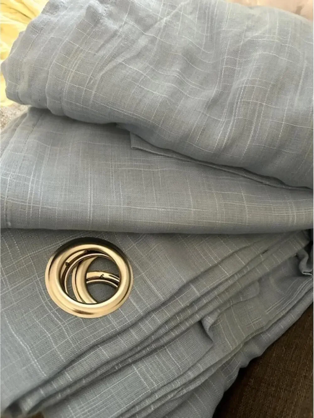 DWCN Light Blue Linen Curtain Panel with Silver Grommets Set of 4